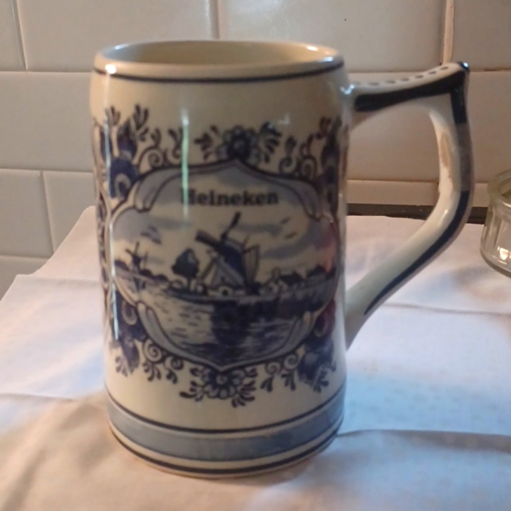 Vintage Heineken stein hand painted